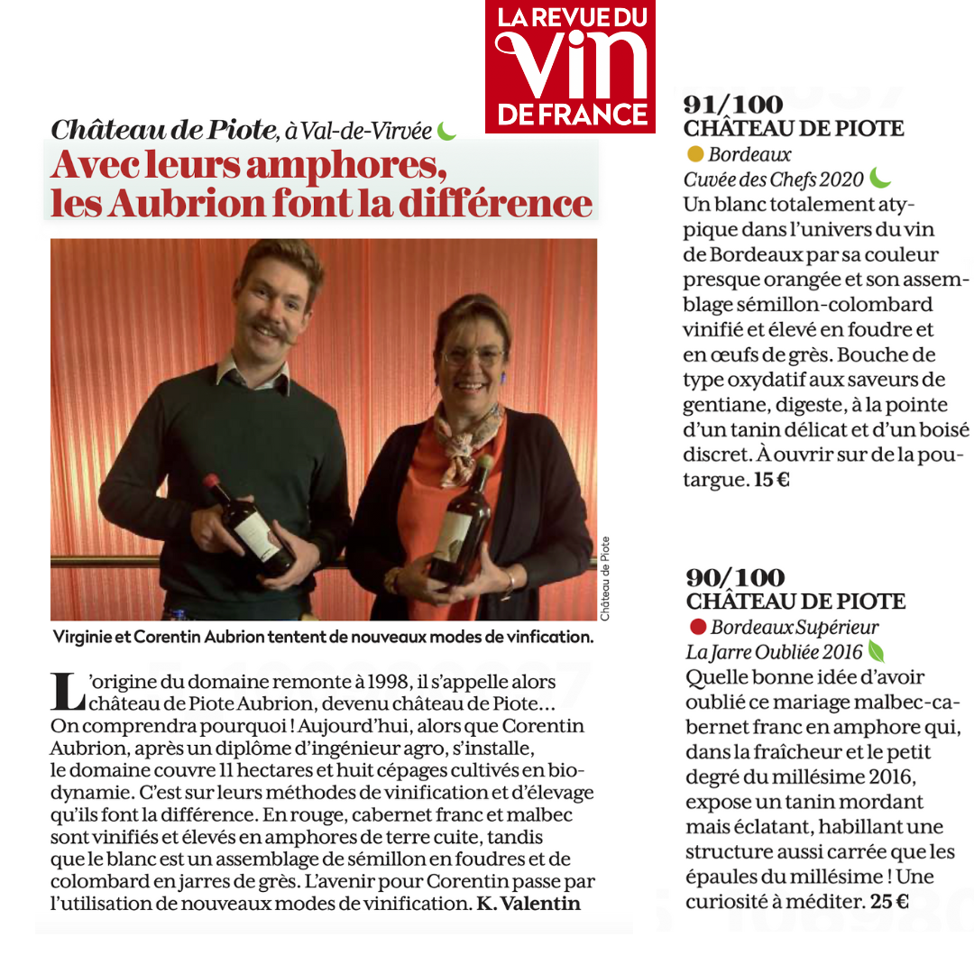 On parle de Piote dans la Revue du vin de France (RVF), le magazine numéro un du vin en France